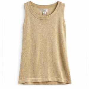 Lisa International Gold Sleeveless Sparkly Knit Sweater | Size Medium